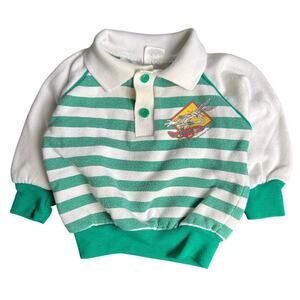 Vintage Bugs Bunny Rugby Polo Striped Cotton/Polyester 12Months Long Sleeve